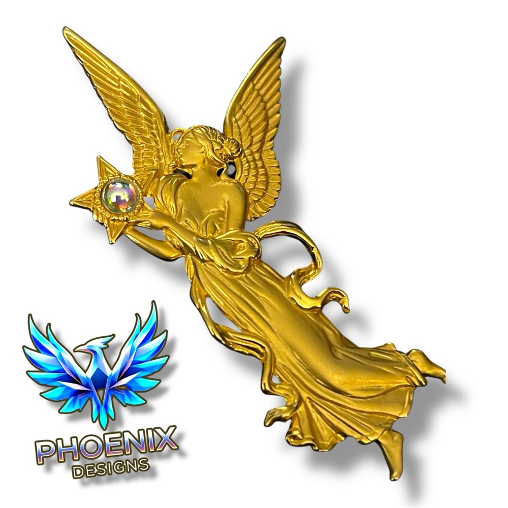 Gold Angelic Star Brooch J.J.